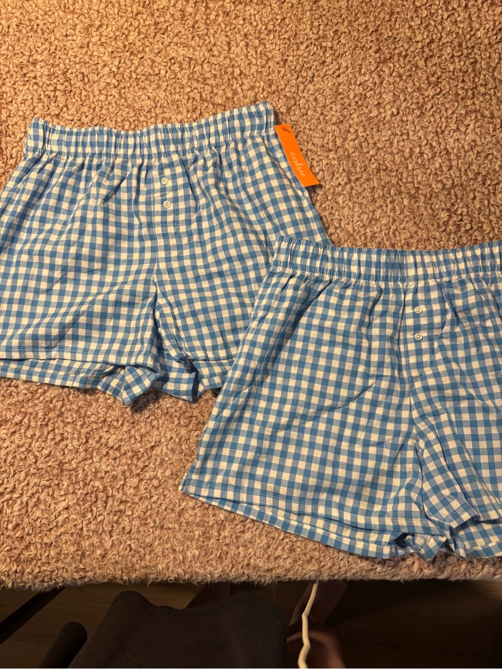 Colsie Blue Gingham Boxer Shorts 2-Pack Size Small NWT